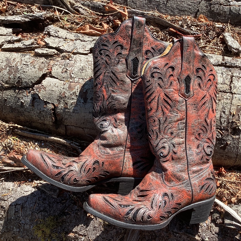 Corral Boots Beautiful Cutout Black Sequin Design Western Boho Boots